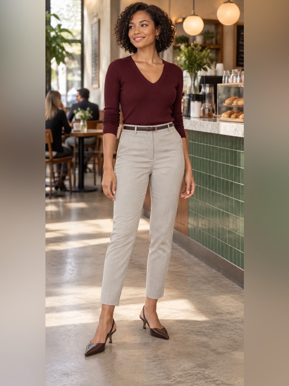 H&M - Women’s Light Greige Cigarette Ankle Pants Size 10